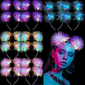 16 Pcs Lighted Cat Ears Headband with Color Change LED Cat Headband Rave Hair Accessories for Women (Classic Color)