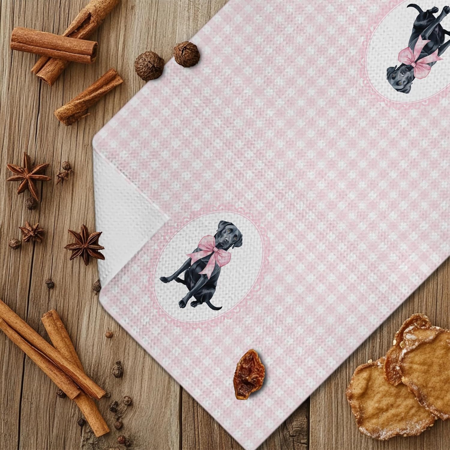 Coquette Pink Bow Black Labrador Retriever Gifts Kitchen Hand Towels for Bathroom，Black Lab Gifts,Coquette Pink Labrador Retriever Dog Girly Bathroom Kitchen Decor,16x24 Inch - Image 6