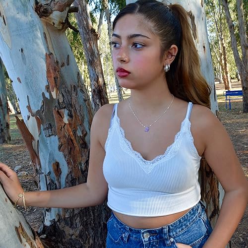 Miniatura 4 de AVNIS Collar de mariposa de ópalo, regalo para mujeres, niñas, adolescentes, joyería de ópalo sintético delicado de plata esterlina 925, cadena de