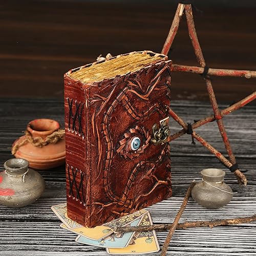 Miniatura 5 de Hocus Pocus, libro de hechizos hecho a mano, vintage, de cuero, diario con candado, libro de sombras y libro de hechizos Hocus Pocus, 2 libros de