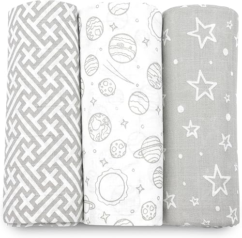 Mantas de muselina para recién nacido, paquete de 2 mantas neutrales de recepción, manta de muselina para niños y niñas, esenciales para bebés,