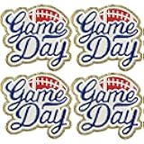 CY Iron On Patches Rugby Element Chenille Embroidered Patches Vintage Fashion Sport Uniform Sew On DIY Applique for Clothes Jeans Hat Backpack Jackets (Blue-4PCS)