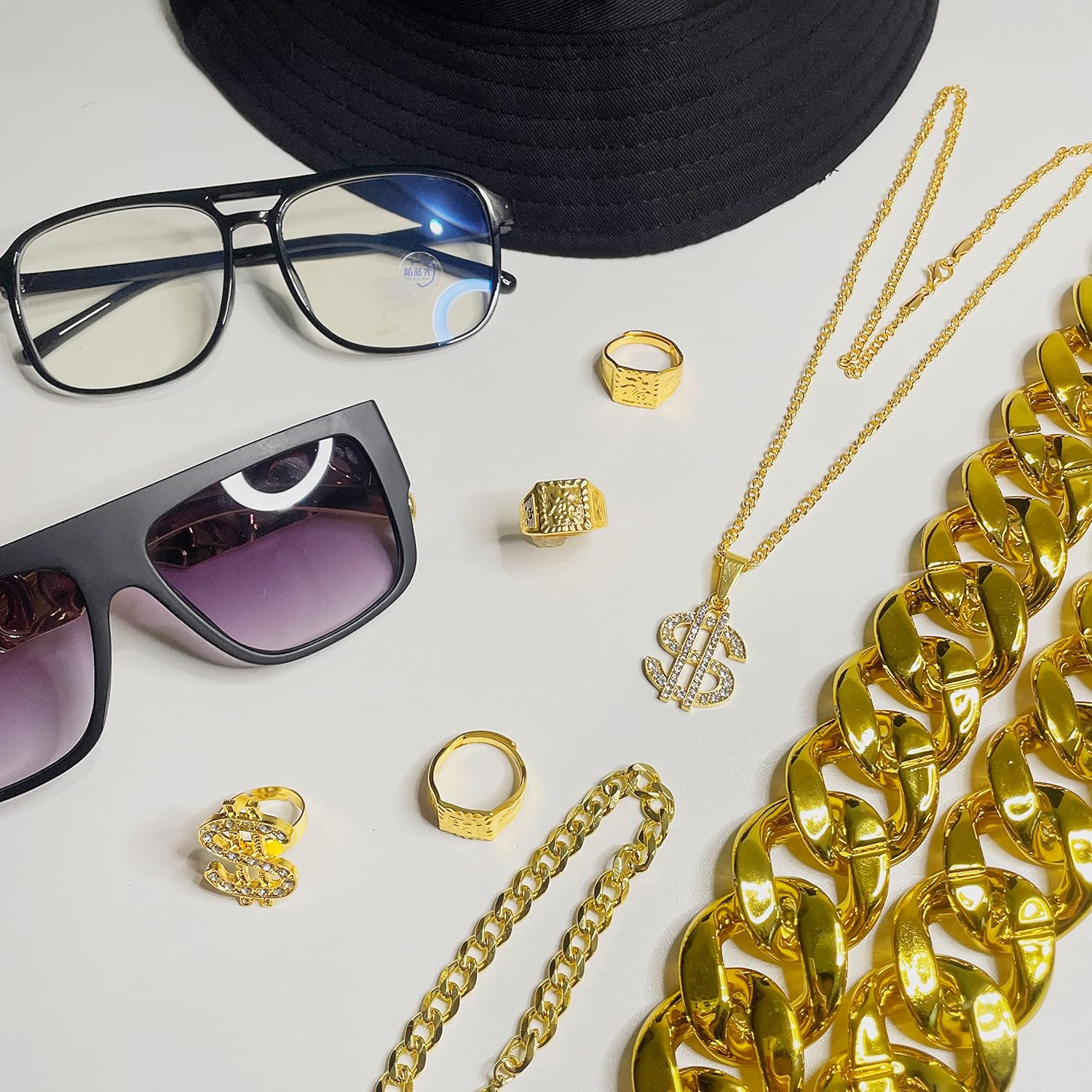 Hip Hop Costume Kit 80s 90s Rapper Accessories - Image 6