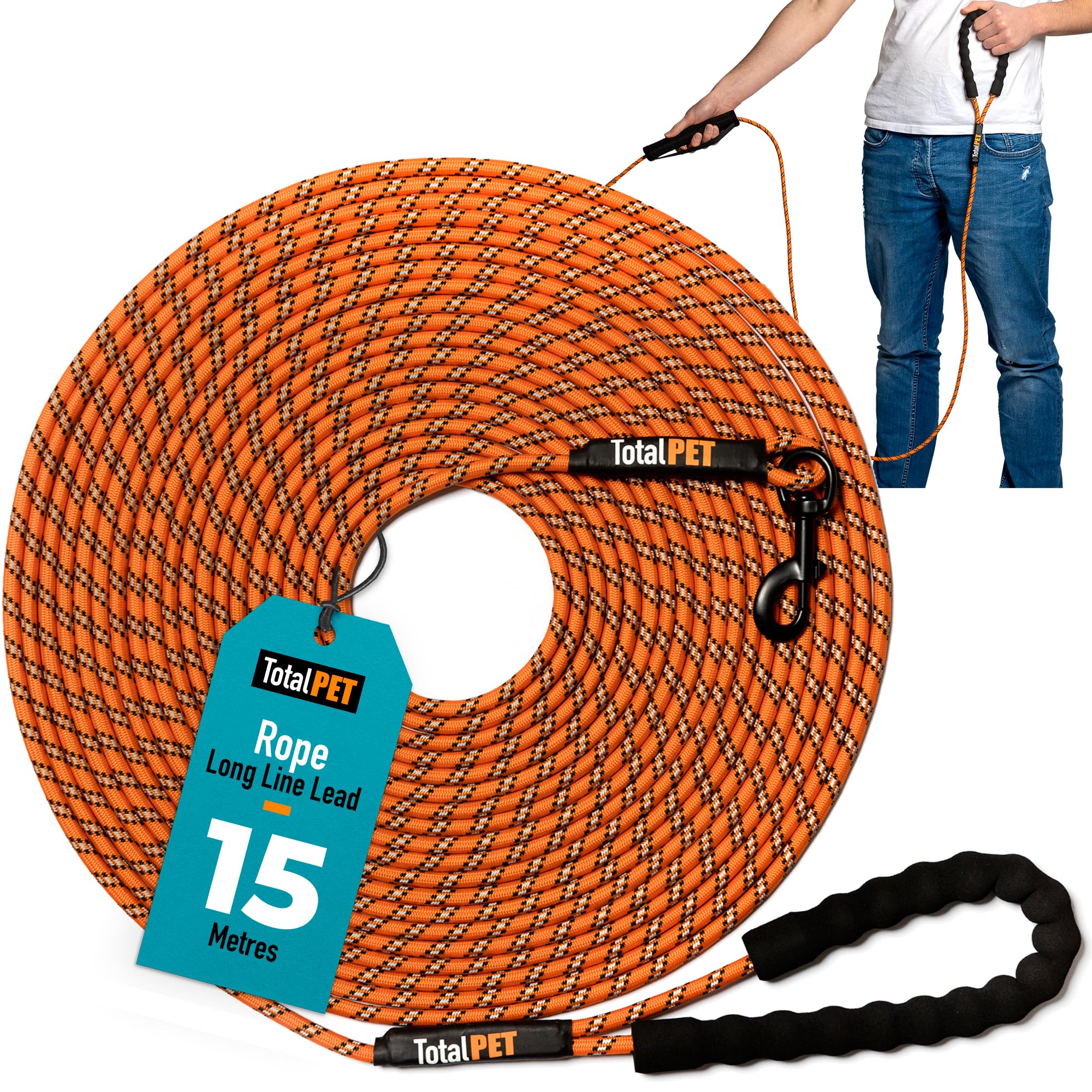 Laisse longue ligne 15m Total Pet corde de dressage pour rappel et commandes de chiens