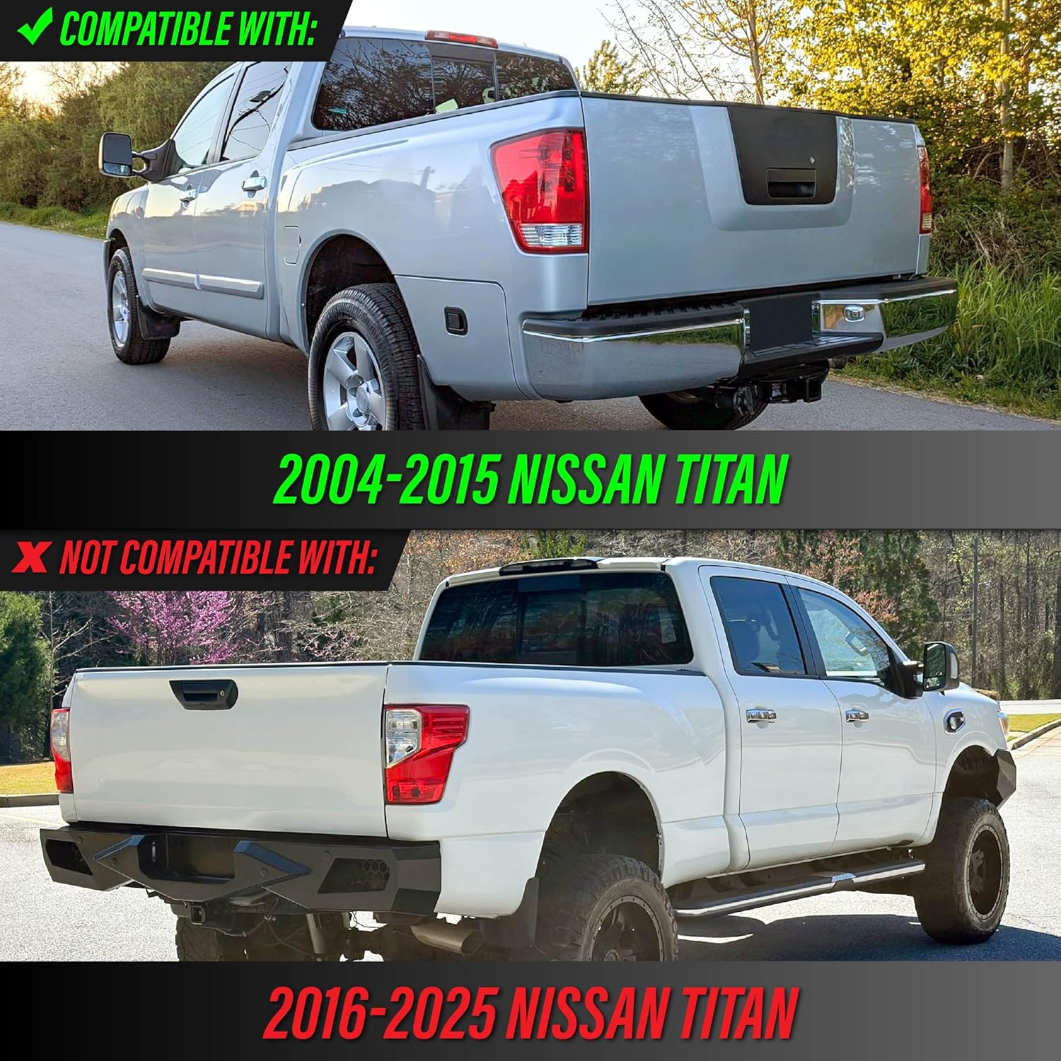 USR 04-15 A60 PickUp Tail Light – Rear Tail Lamps (Left + Right) Pair - Compatible with 2004-2015 Nissan Titan Pick Up Truck All Models/XE/SE/LE (LIGHT SMOKE LENS with BLACK CHROME HOUSING)