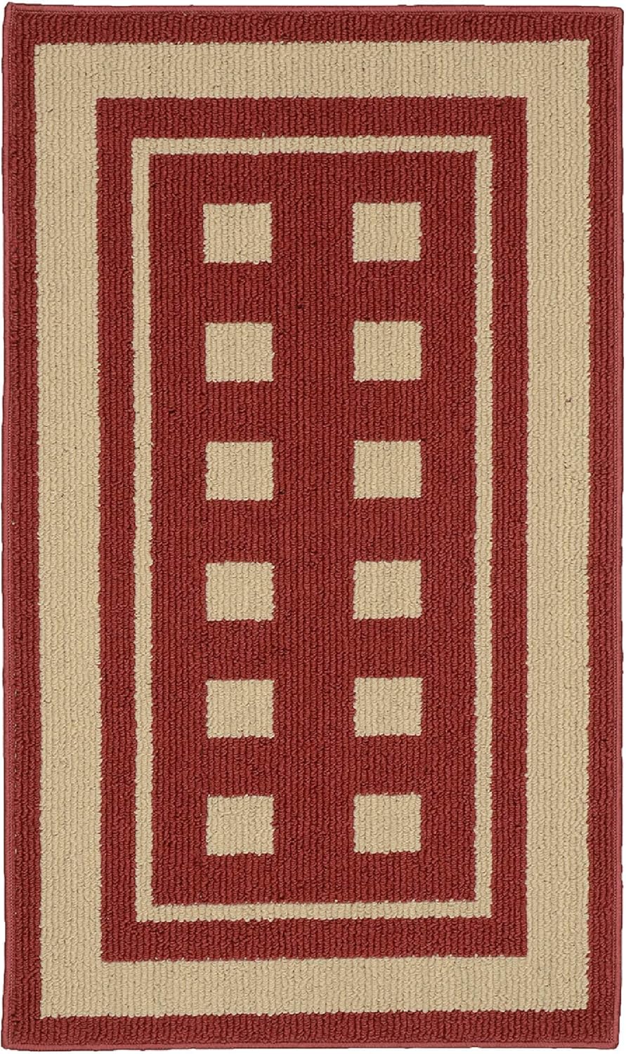 Garland Rug Manorville Indoor/Outdoor Area Rug 24-Inch by 40-Inch Chili/Tan