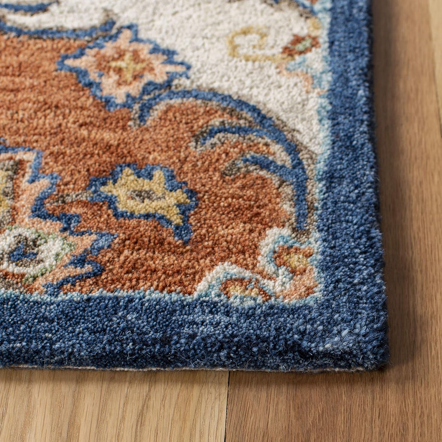 SAFAVIEH Heritage Collection 2'3" x 8' Blue / Rust HG357M Handmade Traditional Oriental Premium Wool Runner Rug