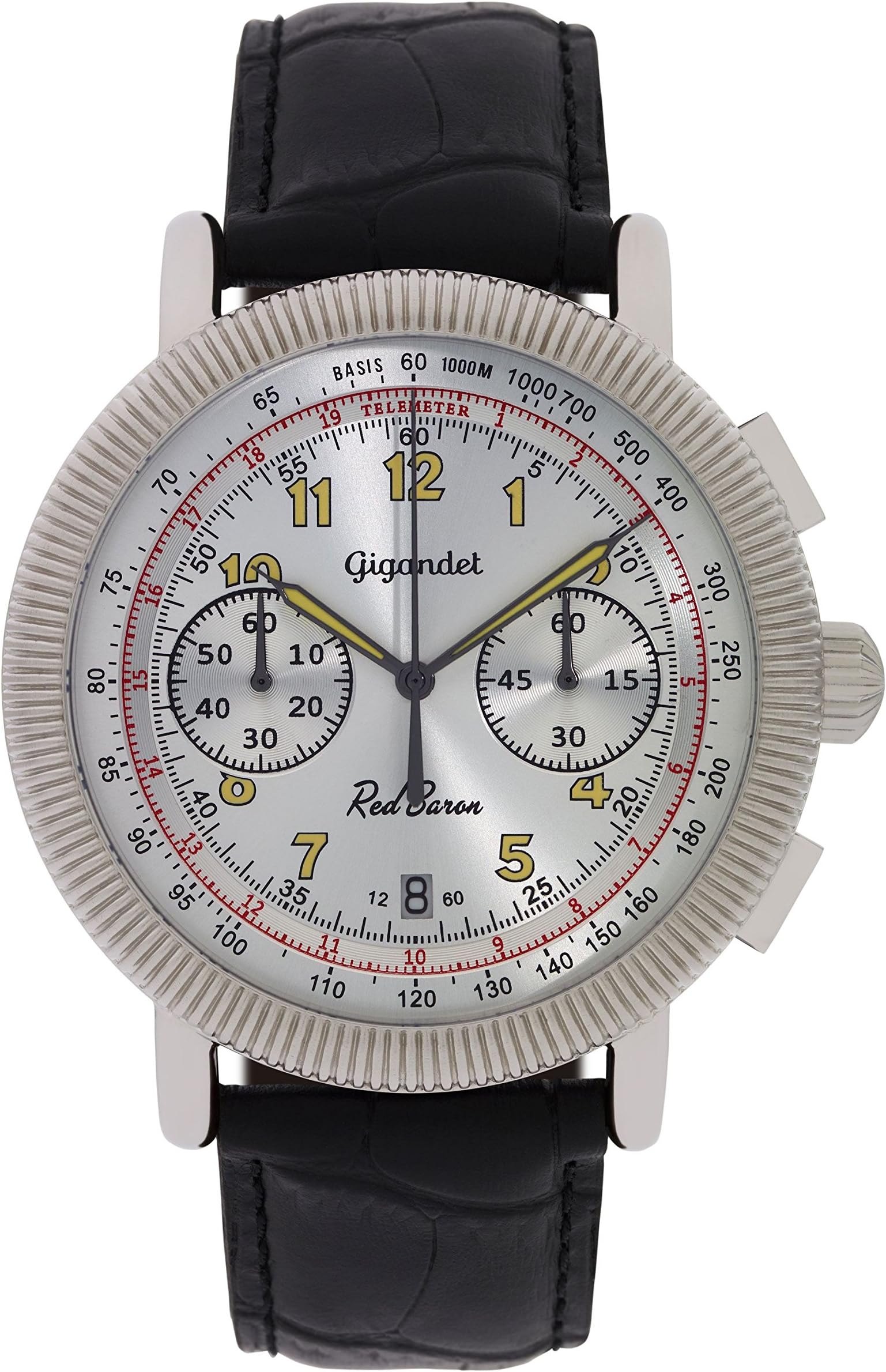 Gigandet Herrenuhr Chronograph Vintage-Uhr Lederarmband Männeruhr Red Baron G19