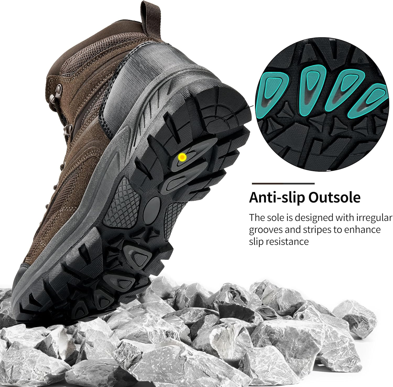 Aomigoct Mens Hiking Boots Comfortable: Breathable & Lightweight Work Boots - Anti Slip Outdoor Shoes for Trekking Walking