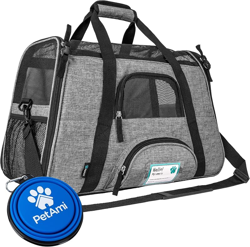 Caixa de Transporte Flexível PetAmi para Gatos e Cães Pequenos, Cinza Heather, Modelo 326670