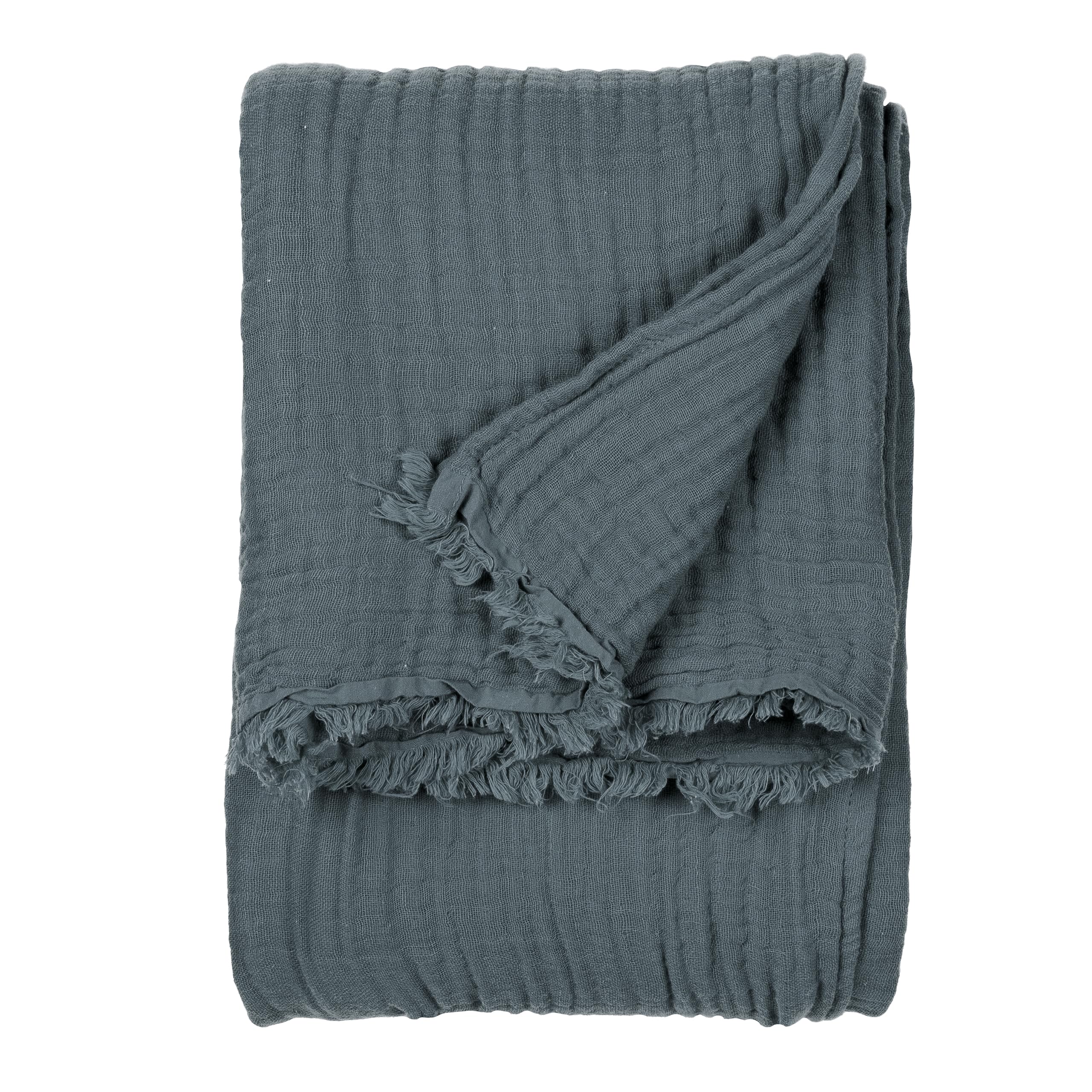Yard Lark Throw - Cotton - Dark Blue - 240 cm x 260 cm