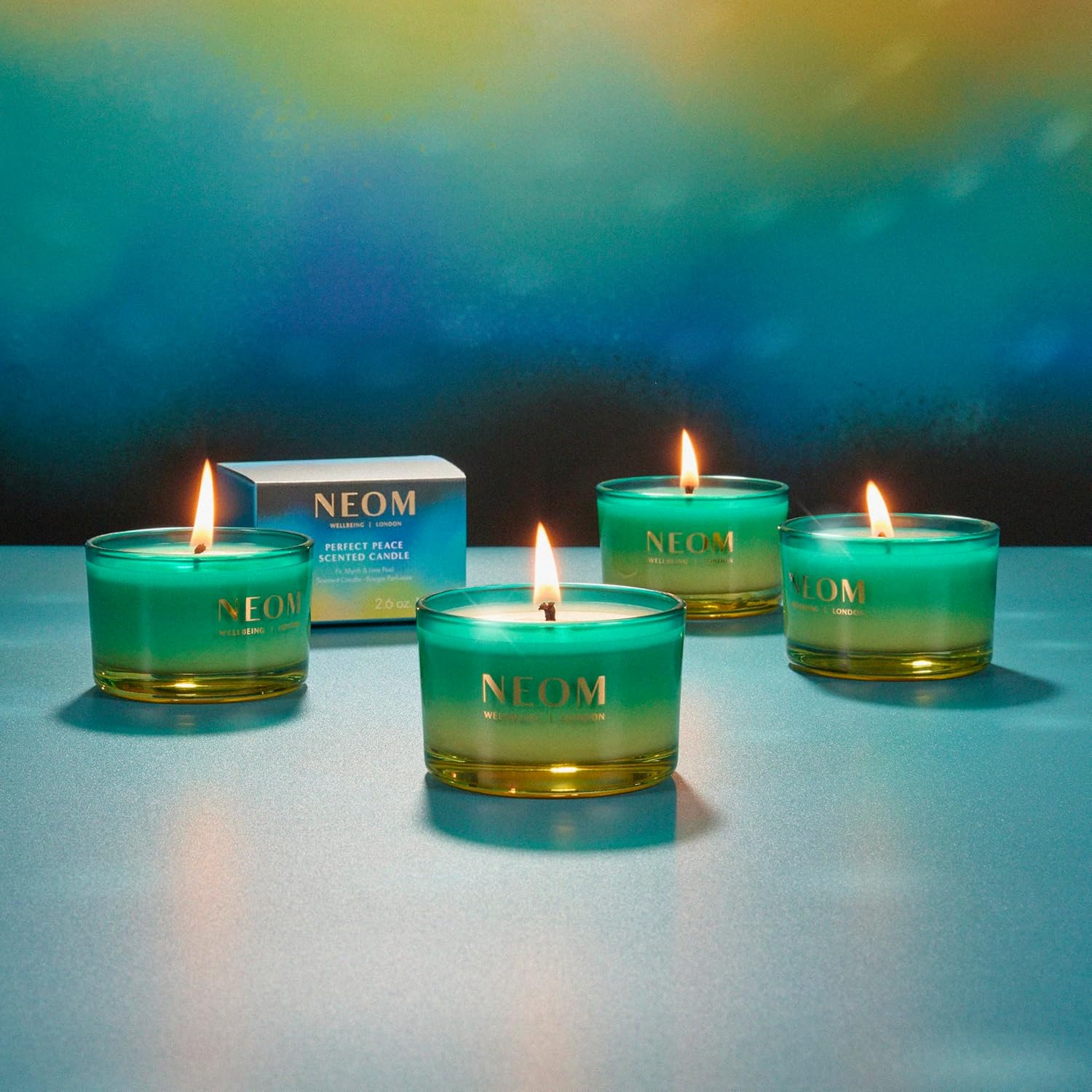 NEOM Perfect Peace Travel Size Candle | Myrrh, Fir & Lime Peel I Pure Essential Oils I 100% Naturally derived Wax I Hand Finished I Relieve Tension - Image 3