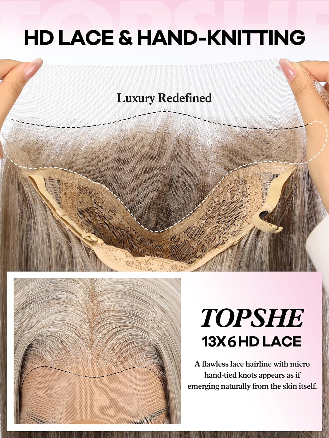 topshe 13x4 Ombre Blonde Synthetic Lace Front Wigs for Women with HD Lace, Heat Resistant Synthetic Straight Glueless Blonde Wig for Daily Use/Party/Cosplay 26 Inch