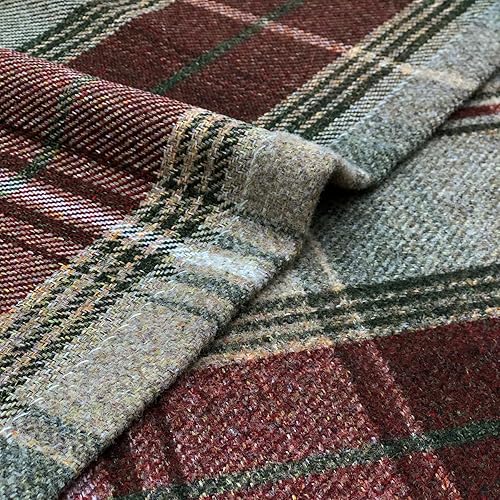 Miniatura 7 de always4u Cortinas a cuadros con aspecto de lana, paneles de ventana modernos de Navidad, cortinas de tartán a cuadros rojos y verdes para sala de