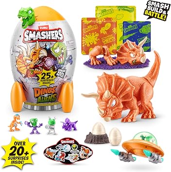 Smashers Dino vs Aliens (T-REX) Medium by ZURU, Mystery Unboxing Smashable Egg Toy and Dinosaur Action Figures with over 20 Surprises for Boys