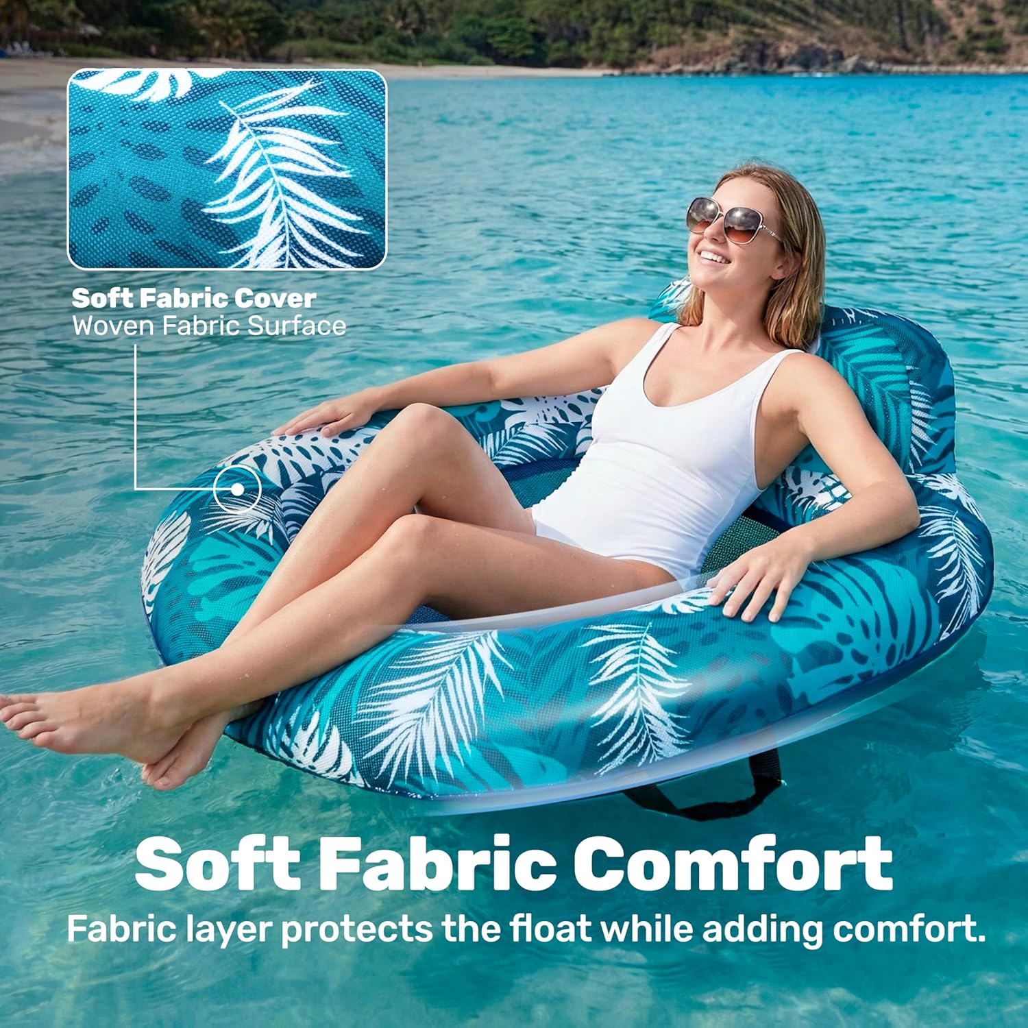 SLOOSH Inflatable Pool Floats Adult, Comfortable Fabric Floating Lounge Chairs, Blow up Pool Noodles for Adult Heavy Duty with Handles, Floating Chair for Party Summer Water Beach Lake Fun