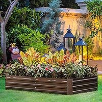 Vista 1 de LuxenHome - Kit de cama de jardín elevada galvanizada de 6 x 3 x 1 pies, para exteriores, caja rectangular de metal para jardinería, maceta grande