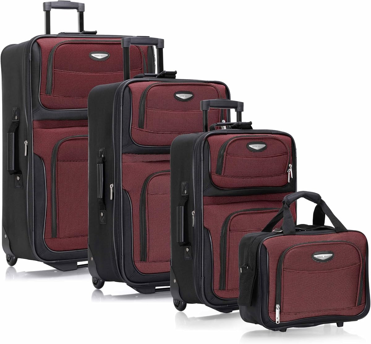 Travel Select Amsterdam Softside Expandable Luggage with Rolling Wheels, Red, 4-Piece Set (15/21/25/29)