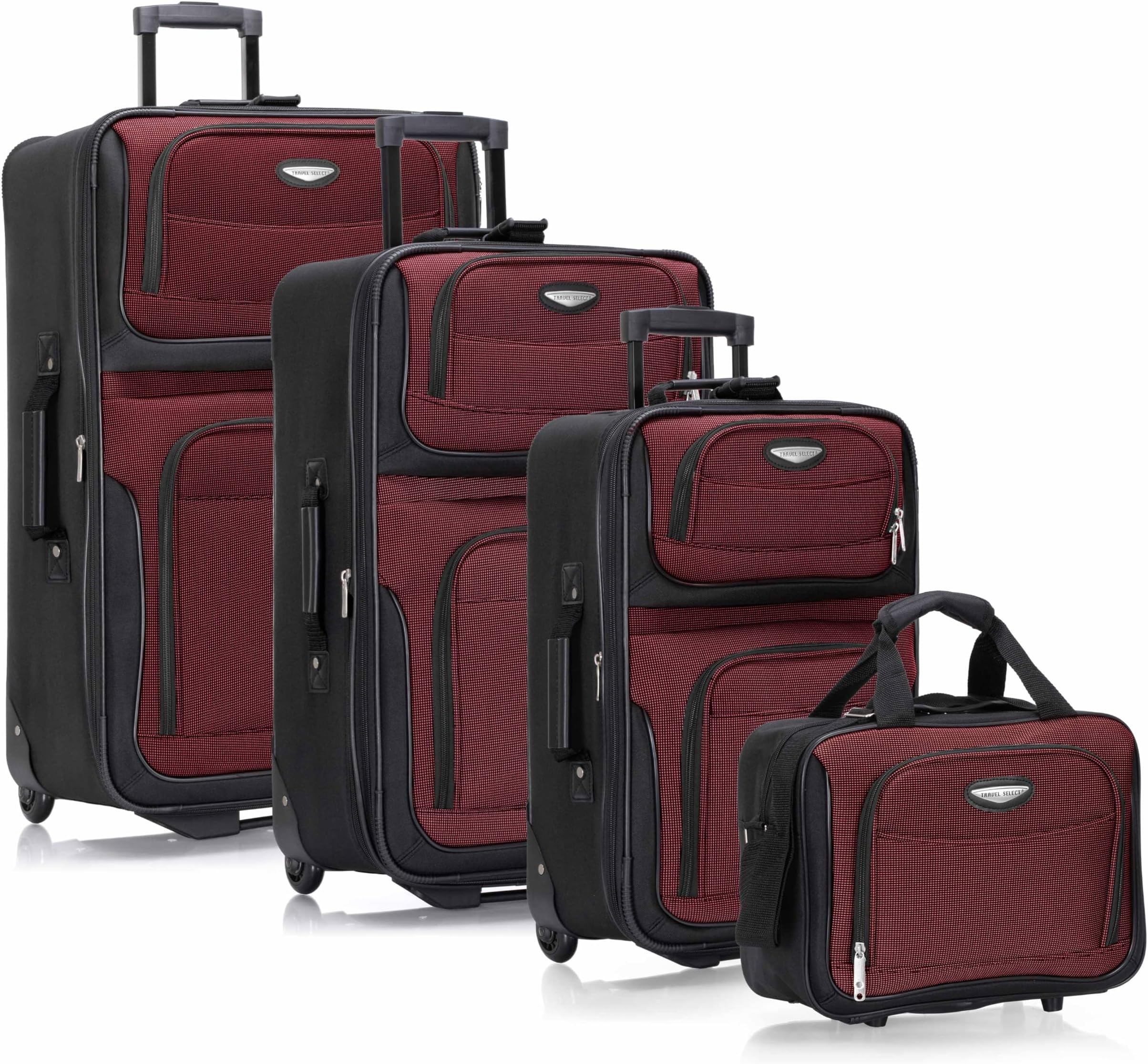 Amsterdam Softside Expandable Luggage with Rolling Wheels, Red, 4-Piece Set (15/21/25/29)