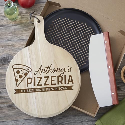 Miniatura 3 de Personalization Universe Pizzeria - Juego de regalo personalizado de 3 piezas de madera para pizza