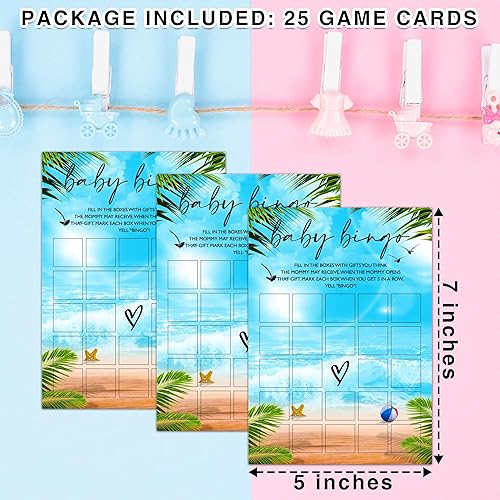 Miniatura 9 de Cazhes Juego de fiesta de baby shower, bingo de flores silvestres para baby shower, 25 juegos de revelación de género para bebés, suministros de