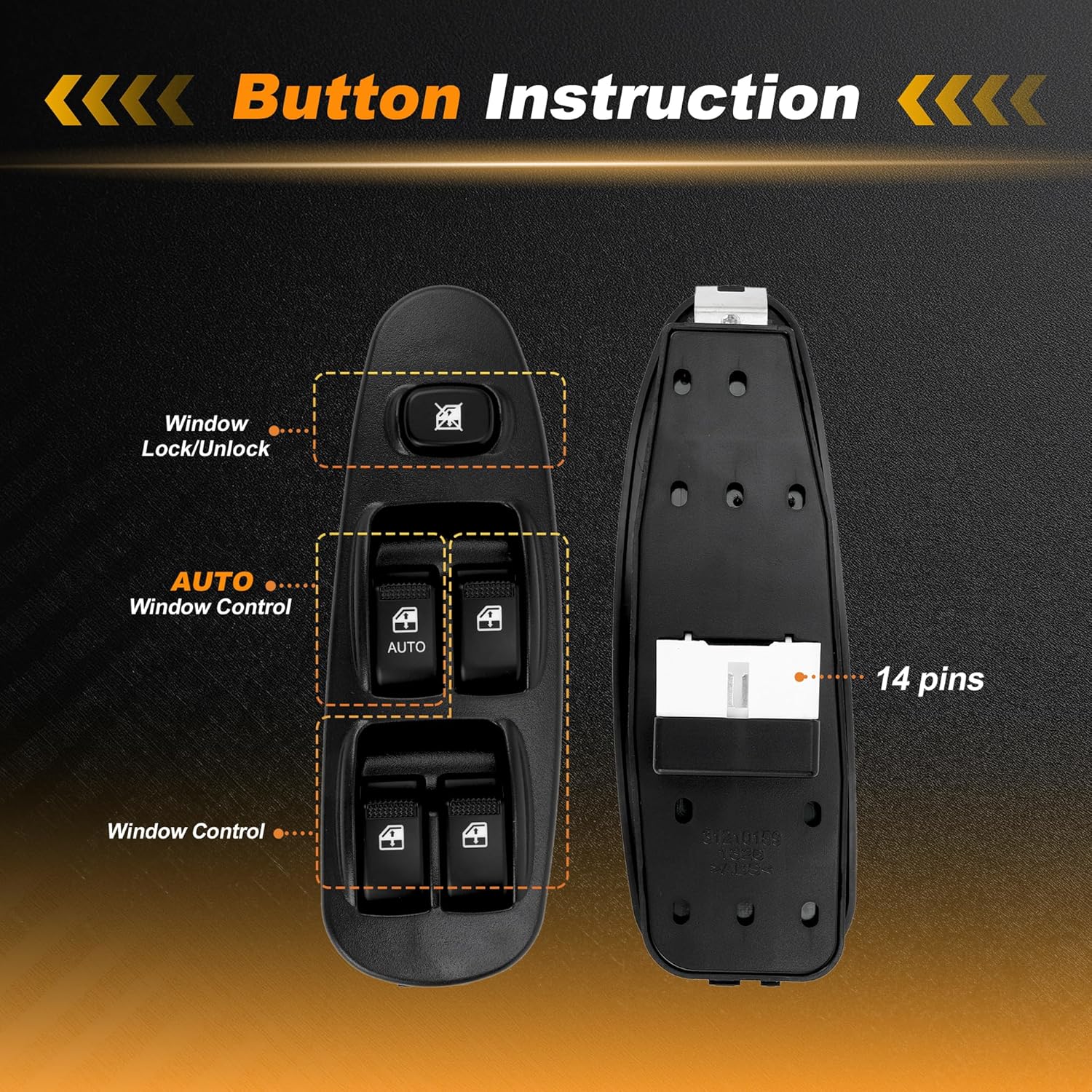 1 AUTO Power Window Switch for Kia Spectra 2000-2004 Window Control Switch with Tool 0K2N266350A Front Left Driver Side 1 Set