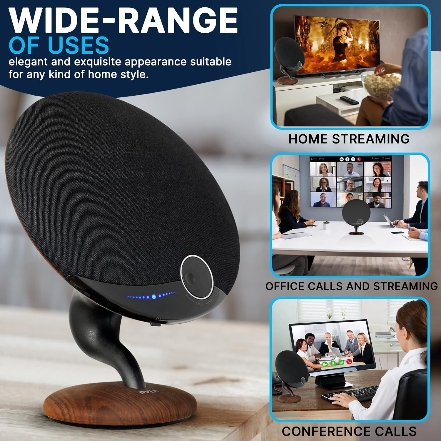 Pyle Bluetooth Gramophone Speaker – Vintage Style Portable Wireless Speaker with Built-in Subwoofer, Twin Pairing, Hands-Free Calling & Touch Control, Wireless BT Streaming, 32ft Range, 10" x 6" x 13"