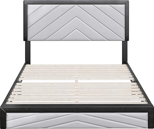 Miniatura 121 de Boyd Sleep Beaumont - Cama de plataforma tapizada con cabecero, base de colchón con 14 soportes de listones de madera, no requiere somier, piel