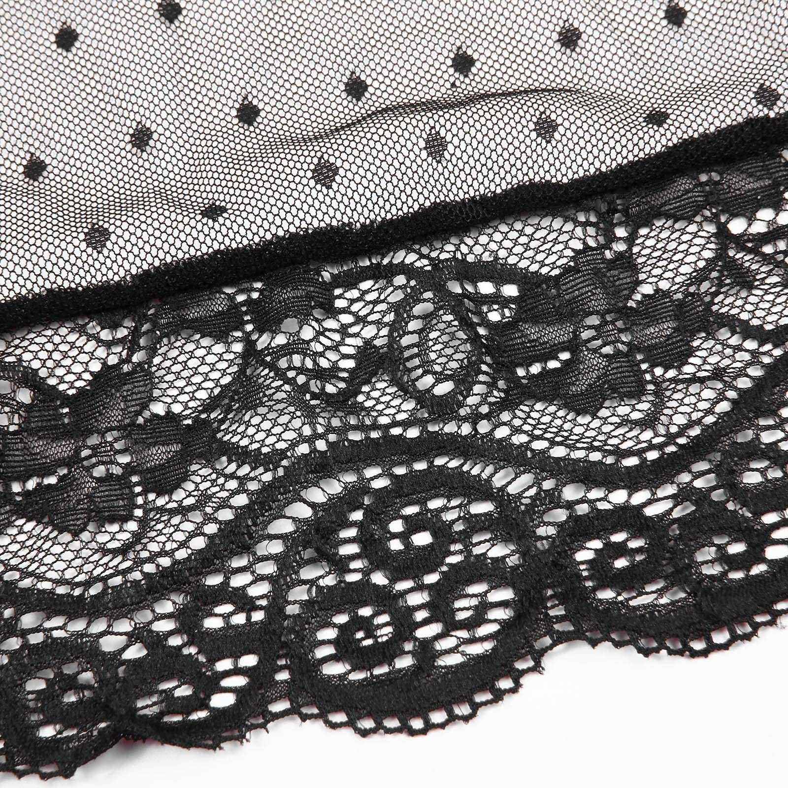 Nuisette sexy pour femme - Dentelle transparente - Fine - En maille fine - Avec string - Bretelles spaghetti - Lingerie érotique transparente - Chemise de nuit sexy pour le sexe (noir)