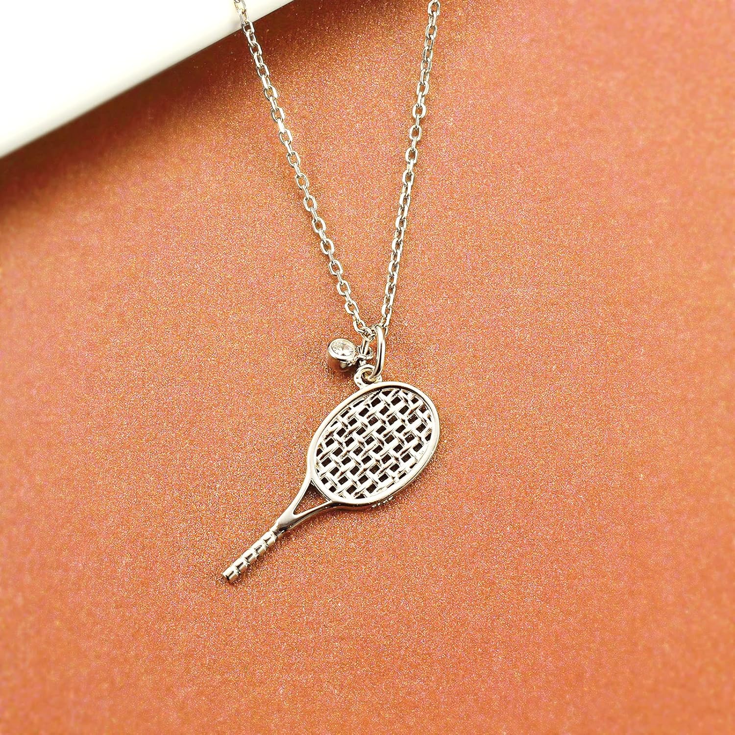 Tennis Racket Necklace for Women - 925 Sterling Silver Tennis Ball Racquet Sport Themed Pendant Jewelry Gift for Tennis Players Lovers Coach