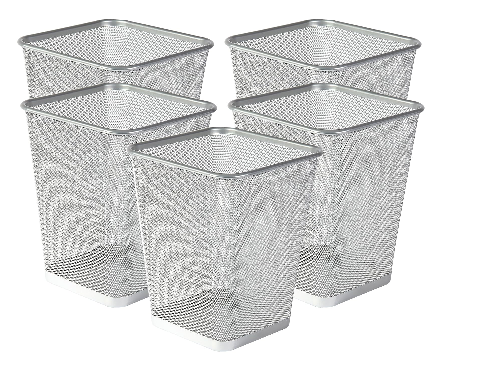 Best House | Metal Mesh Bins | Square | 9 Litres | Gray | Pack of 5 | Metal Wire Waste Basket Bin | Paper Bin | Lightweight and Sturdy Rubbish Bin | Ideal for Kitchen Home Office Living Room Bedroom