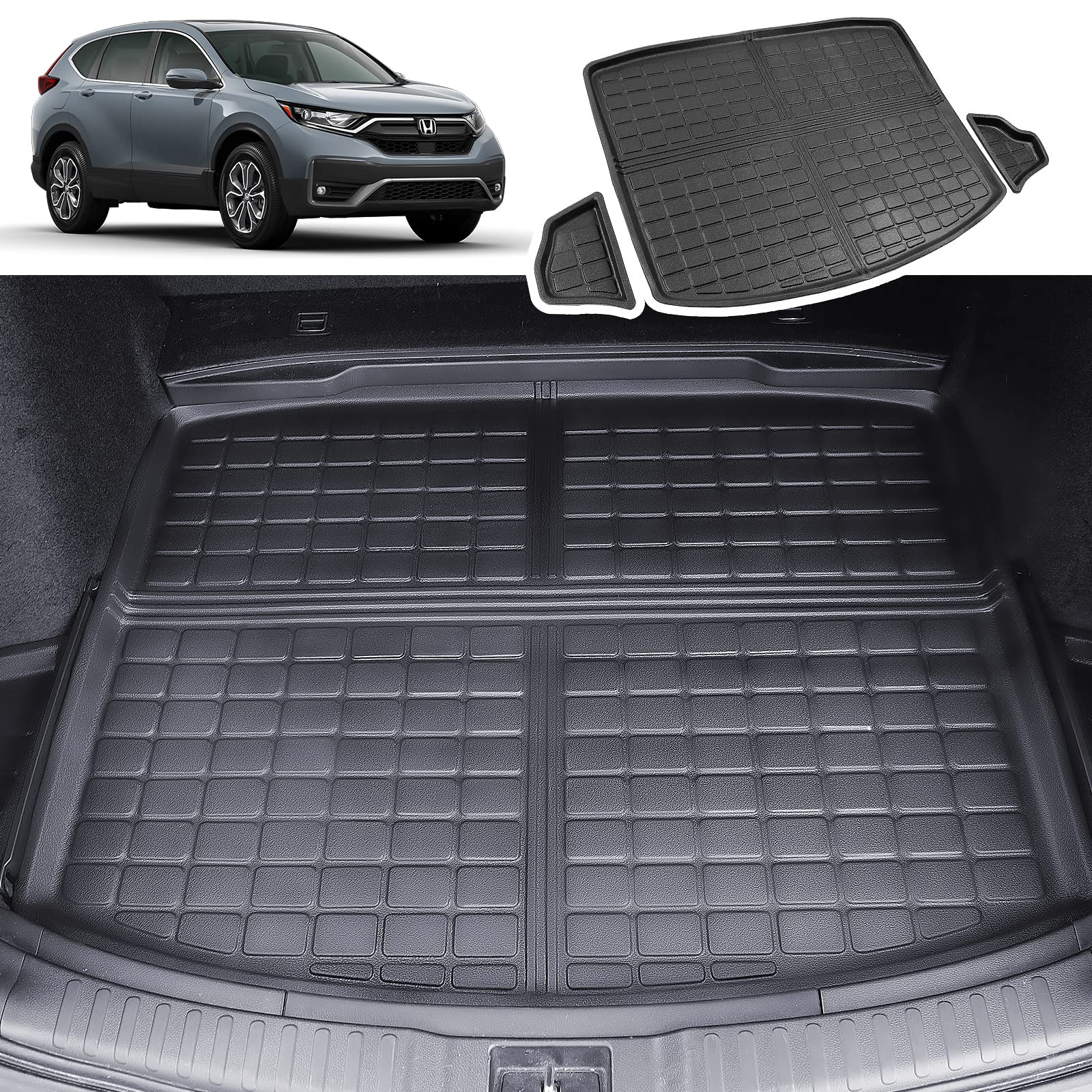 Trunk Mat Compatible with 2017-2022 Honda CRV Cargo Liner TPE All Weather Cargo Liner Replacement for 2017 2018 2019 2020 2021 2022 Honda CR-V Accessories (Rear Trunk Mat)