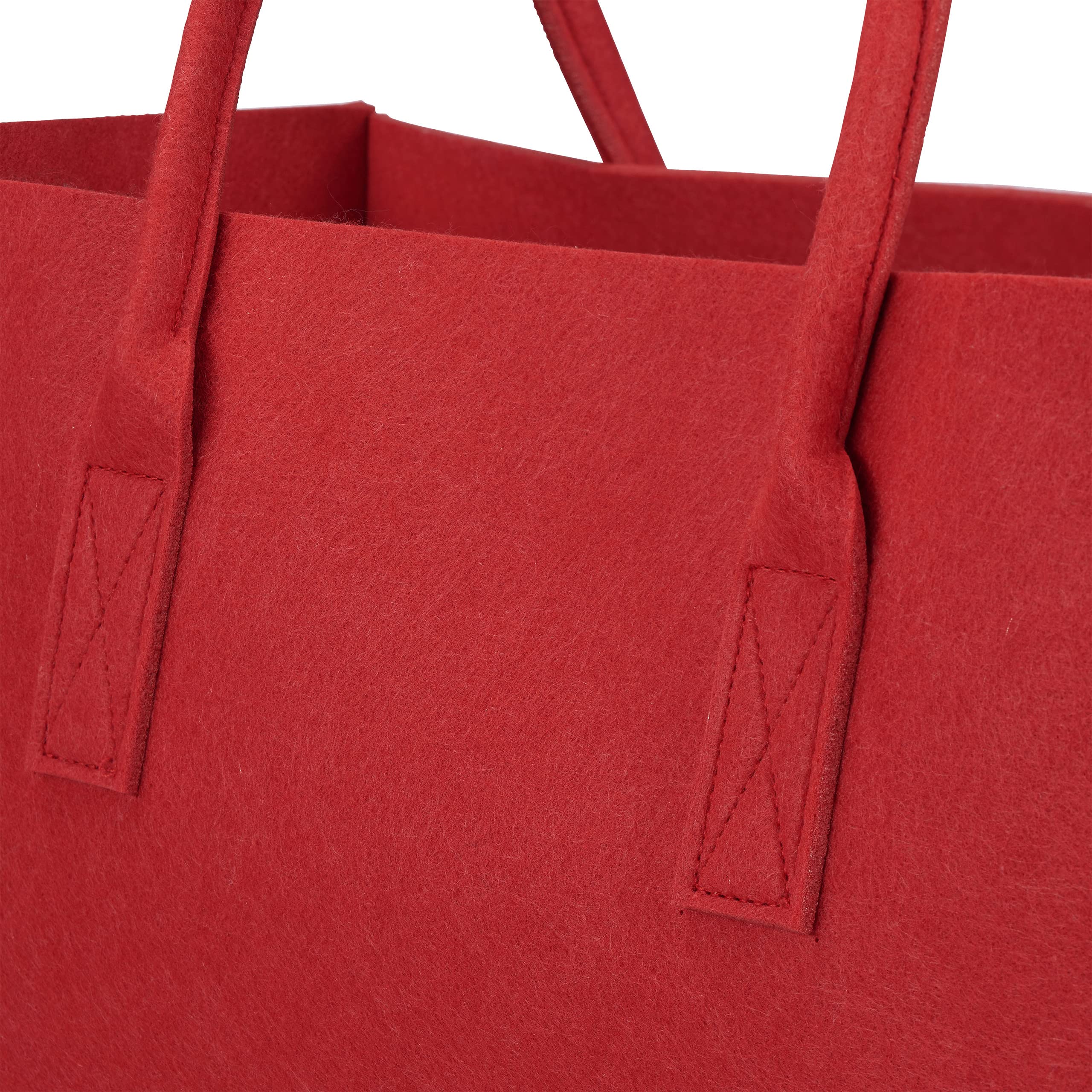 Relaxdays 8 x Kaminholztasche aus Filz, tragbarer Feuerholzkorb, Faltbarer Zeitungshalter HxBxT: 25 x 25 x 50 cm, Filztasche, rot