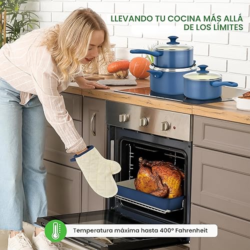 Miniatura 6 de Nutrichef Juego completo de utensilios de cocina de grado profesional de 54 piezas, utensilios de cocina antiadherentes de cerámica, ollas y