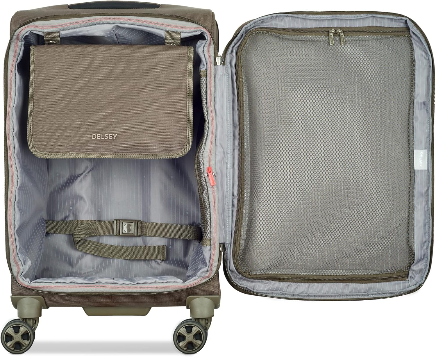  | DELSEY Paris Helium DLX Softside Expandable Luggage with Spinner Wheels, Mocha, Carry on 20 Inch | Carry-Ons