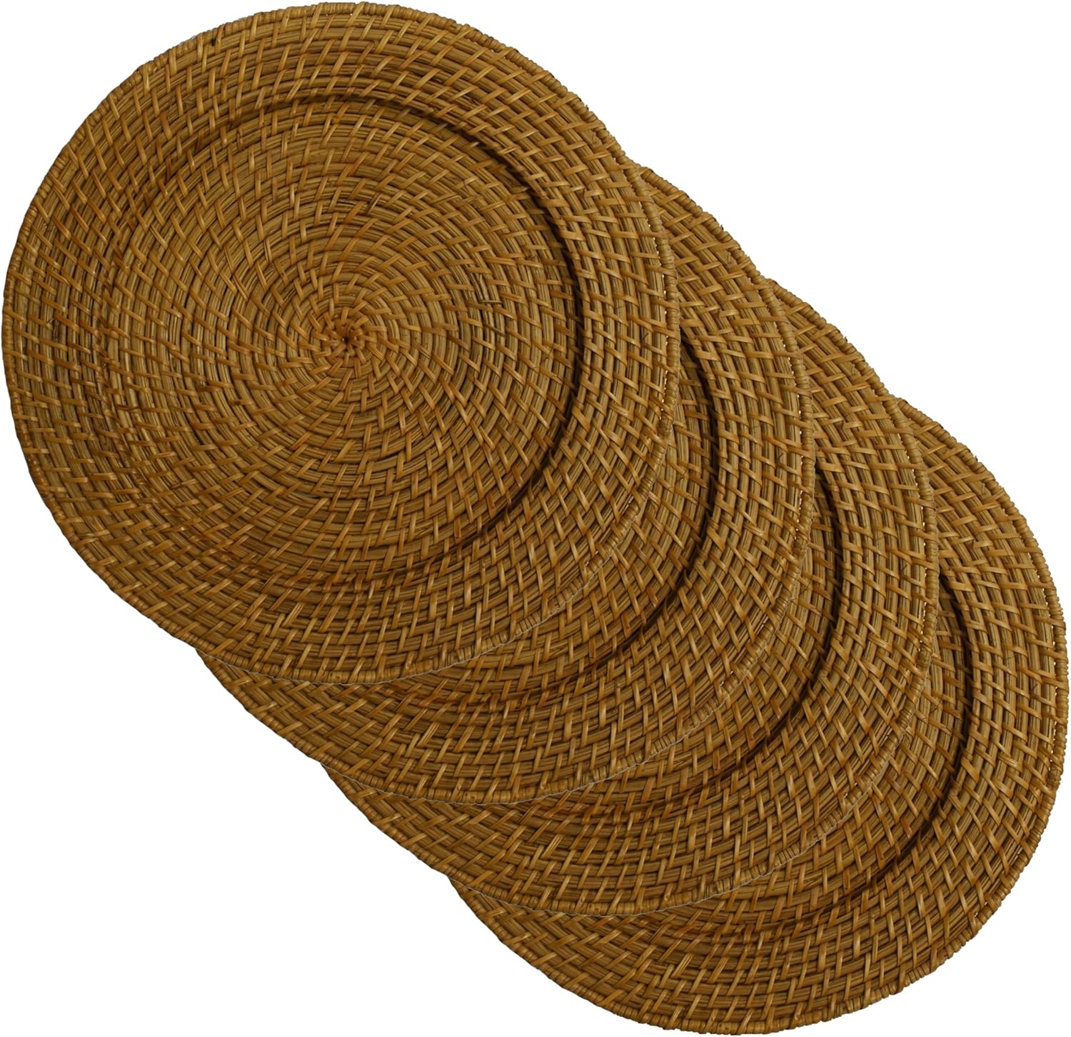 ChargeIt by Jay Rattan Plate Chargers - Round Rattan Placemat, Woven Natural Chargers for Dinner Plates - Stylish Premium Charger Set for Weddings, Banquets, Upscale Events - Harvest, 12 Set