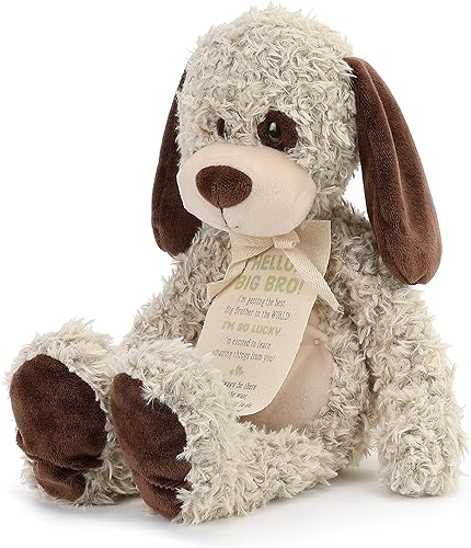 DEMDACO Big Brother Puppy - Figura de peluche de 13 pulgadas, color marrón suave