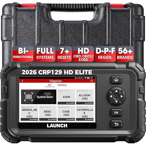 Launch CRP 129 HD Heavy Duty Truck Scanner, Full System Diesel Diagnostic Tool with Speed Limit Adjust, D.P.F Regen, 7+ Resets Code Reader for Cummins, Detroit, Isuzu, Volvo&More