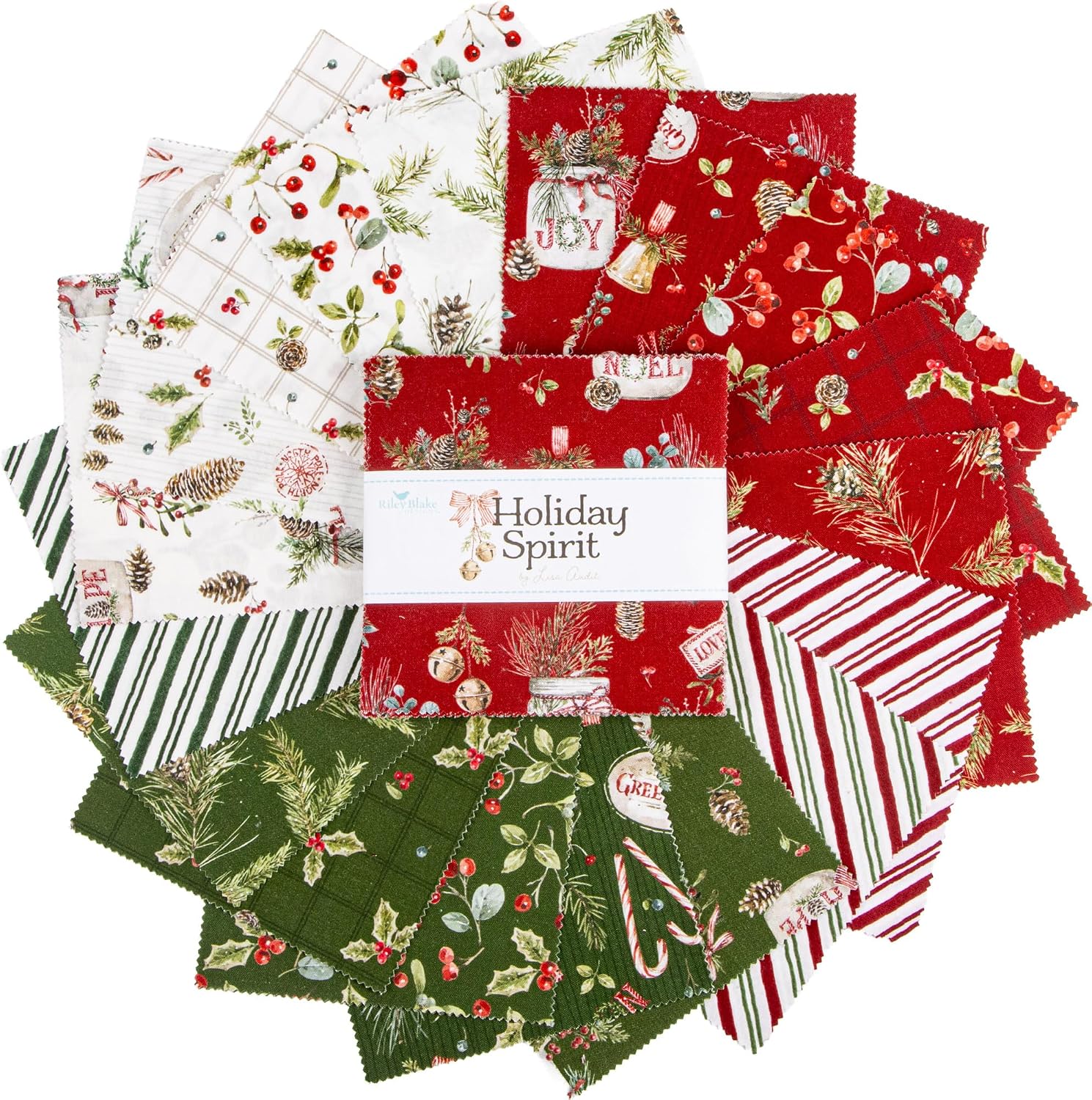 Lisa Audit Holiday Spirit 5" Stacker 42 5-inch Squares Charm Pack Riley Blake Designs 5-17460-42