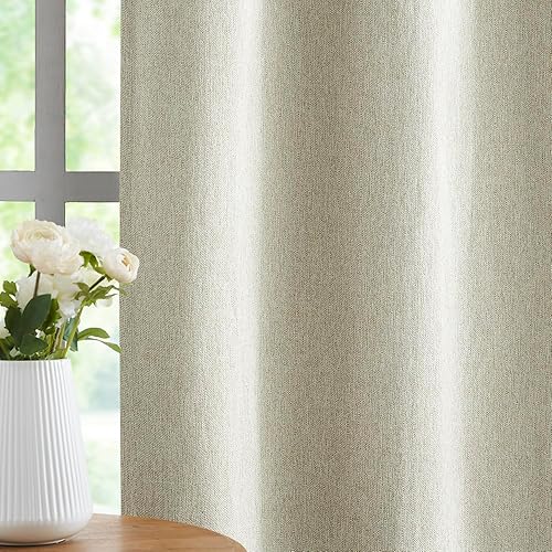 Miniatura 6 de Cortinas de lino natural totalmente opacas de 84 pulgadas de largo, con aislamiento térmico y reducción de ruido, cortinas rústicas de triple tejido