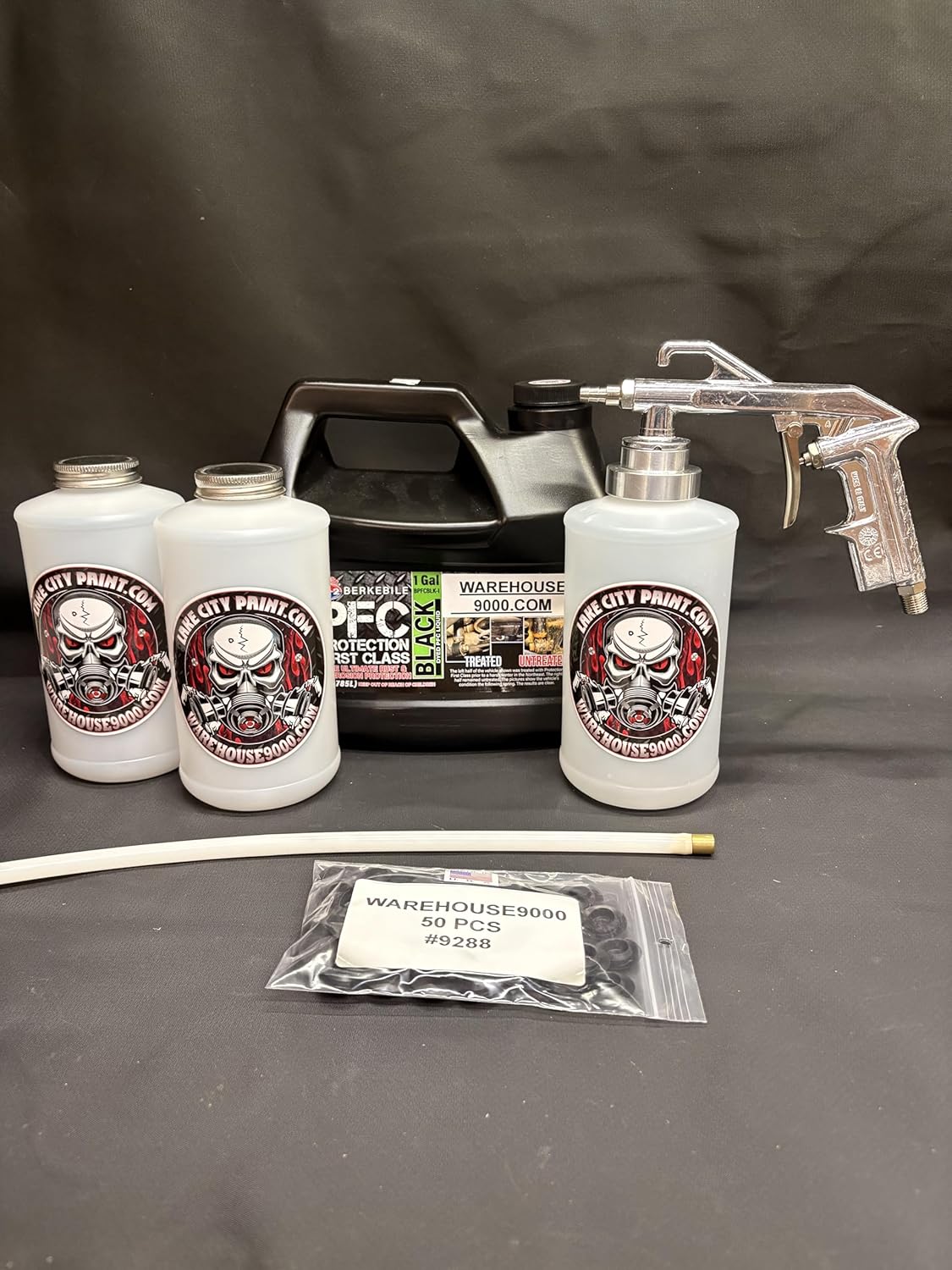 Gal. PFC Black, Semi Pro Undercoating Gun, 1 Wand, 3 W Qt. Bottles, and 50 Rust Plugs