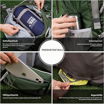 MOUNTAINTOP 70L Trekking Backpack Inner Frame Backpack Hiking Backpack Men Women Backpacking Backpack with Rain Cover Camping Travel