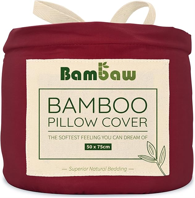Burgundy Pillow Cases 2 Pack | Pillows 2 Pack Luxury| Pillow Case Burgundy | Hotel Bedding | Cooling Bedding | Anti Wrinkle Pillow Case | Queen Size Pillow Cases 50x75 | Bambaw