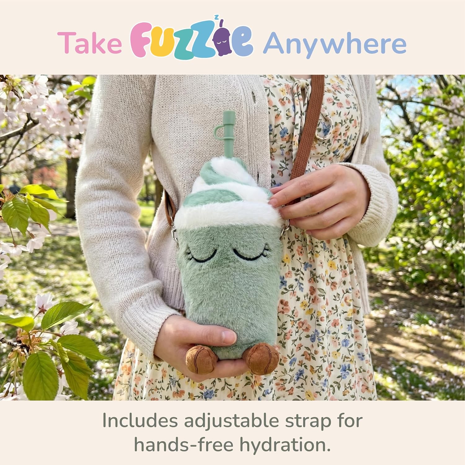 Asobu Fuzzie Plush Covered Straw Tumbler, 12oz Insulated Reusable Cup with Strap, Adorable Bedside & Travel Bottle for Adults, Teens, Kids 8 Cute Characters Sip Snuggle Smile image 4