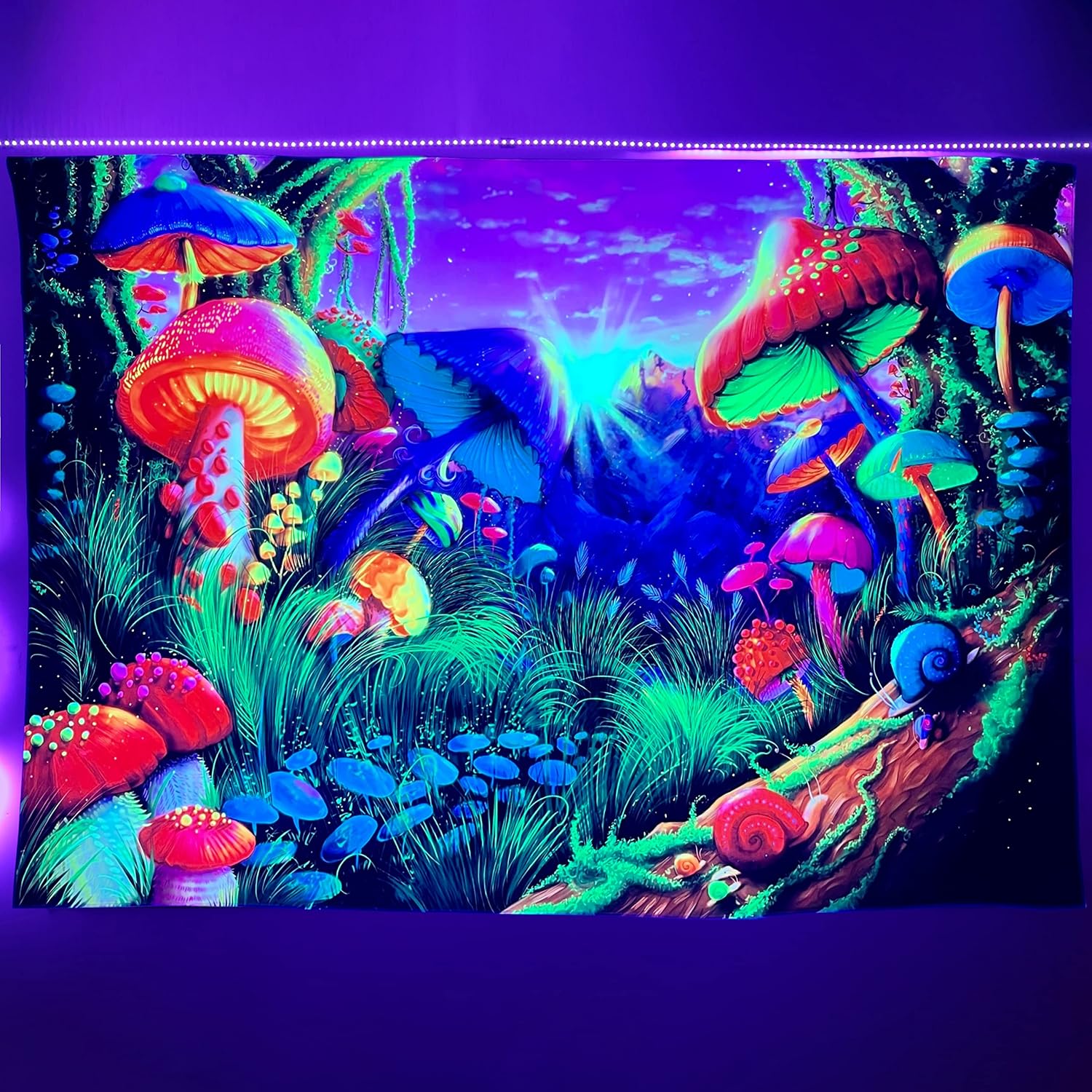Amazon.com: Ralxion Mushroom Tapestry Wall Hanging Forest Sunrise ...