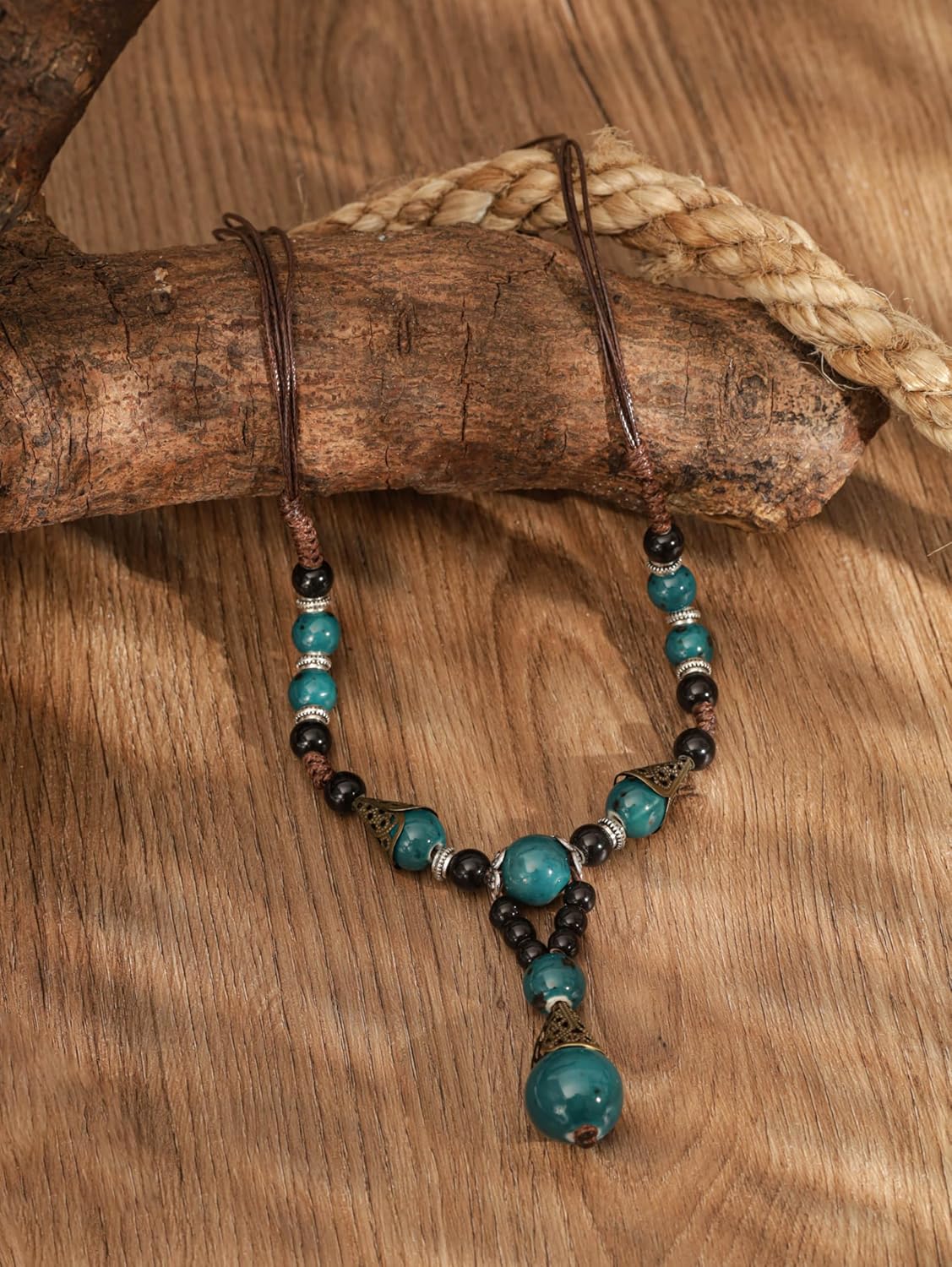 MINACHI Vintage Bohemian Ethnic Colorful Ceramic Bead Long Y Necklace, Hippie Boho Summer Fashion Jewelry Gift for Women - Image 2