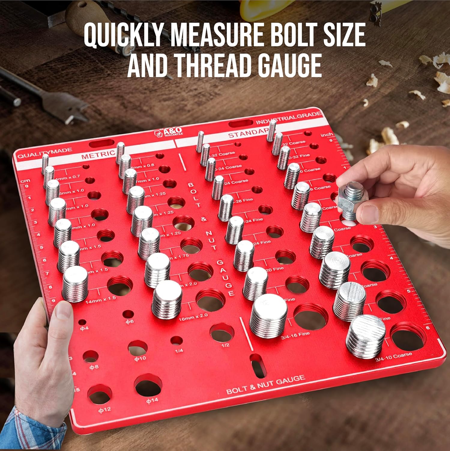 34 Nut and Bolt Thread Checker - Thread Gauge SAE and Metric - Screw Size and Thread Gauge - Bolt Size Finder & Bolt Thread Checker | All-in-One Nut and Bolt Gauge Tool for Industrial Use & DIY