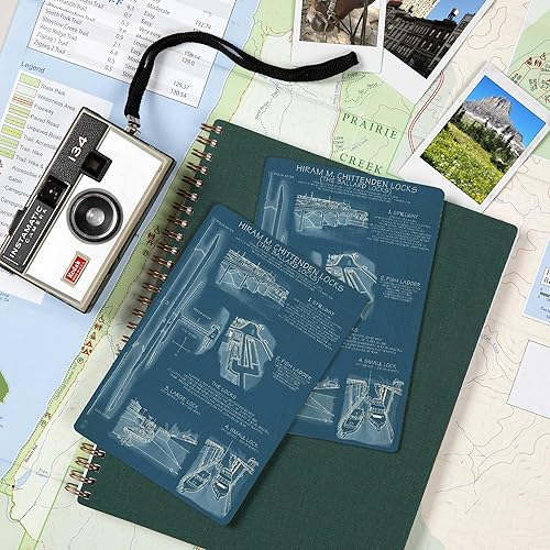 Miniatura 5 de Seattle, Washington, Ballard Locks Technical (versión Blueprint) (tarjetas postales de madera de abedul 4 x 6, paquete de 2 unidades, papelería,