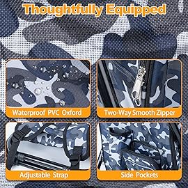 Kikerike Backpack Stool Cooler Chair Heavy Duty 300 LBS Max Load Portable Lightweight Stool Backpack Folding Fishing Cooler Seat for Camping Hunting Fishing - Arctic Camo