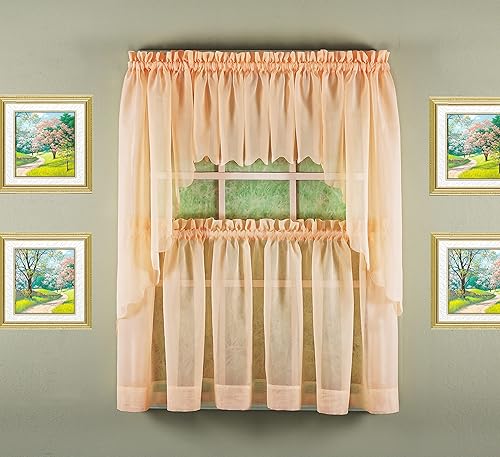 Miniatura 3 de Today's Curtain Emelia - Cenefa de gasa original de 14 pulgadas, melocotón, 60 pulgadas de ancho x 14 pulgadas de largo